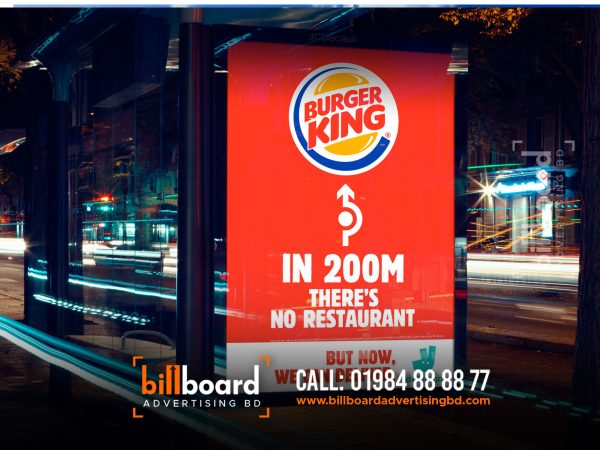 Burger King Billboard, digital billbaord Five Major Benefits of Billboard Advertising. Create billboard designs. Billbaord Ads Rental Company Manufacturer Supplier Maker Mirpur Dhaka Bangladesh Advertising Agency. lamar advertising, billboard advertising. largest billboard companies in the us, lamar billboard cost. lamar billboards, lamar company.  lamar billboards near me, lamar billboards owner. best billboard ads of all time, billboard marketing strategy. billboard advertising effectiveness statistics, what is billboard advertising called. digital billboard advertising examples, billboard advertising advantages and disadvantages. newspaper advertising agency in dhaka bangladesh. top 10 advertising agency in bangladesh. list of advertising agency in bangladesh. top advertising agency in bangladesh. billboard advertising cost in bangladesh. billboard advertising in bangladesh. bangladesh agency list. advertising industry in bangladesh. Billboard advertising is the process of using a large scale digital or print ad to market a company, brand, product, service, or campaign. Billboards are typically placed in high-traffic areas, such as along highways and in cities. This helps make sure that they're seen by the highest number of drivers and pedestrians. Billboard advertising is effective for building brand awareness. This is because it broadcasts your business to as many people as possible. Because they’re in such busy areas, billboards tend to have the highest number of views and impressions when compared to other marketing methods. Does billboard advertising work? Until 3D digital billboards started going viral, many people were thinking that billboard advertising was a dated strategy. But while billboards are sometimes criticized for being disruptive, they're also quite effective. While billboard rental costs can be higher than digital advertising, there are many benefits to this type of marketing. In fact, the scale of the audience alone can create a big boost in brand awareness. How big a boost? Let's go over some statistics. Billboard Advertising Statistics Almost 82% of viewers can recall a digital out-of-home ad they saw over a month ago. 2022 Statista data shows that 32% of respondents like billboards, and 9% like them a lot. In comparison, a different Statista survey shows that online ads annoy 41% of respondents. And research from OOH Today says that out-of-home ads show much higher recall for consumers than: Live and streaming television Podcasts and radio Print ads Online ads Billboard advertising reception graphic These incredible numbers may be why top brands are increasing their OOH advertising spending. The Out of Home Advertising Association of America data says that 79% of the top 100 advertisers increased their spending in 2021. Of those, 32% doubled their spending. 27% of the top out-of-home advertisers are technology or D2C brands. Another important area of billboard statistics is the increase in digital billboard advertising. Per 2021 Statista data, there are 350,000 billboards in the United States. Of those, 9,600 are digital billboards. And consumers who see digital billboard advertising often take action. According to 2020 Statista research, 35% of respondents visit a website or search online after seeing a digital billboard. And 20% recommend that product or brand. Plus a 2023 Azoth Analytics report says that the global digital billboards market was worth over $18.5 billion in 2021. The report expects this figure to grow by 7% in the next five years, an increase of more than $1.2 billion. Billboard Advertising Cost The cost of billboard advertising depends on many factors. These include: Billboard location Total traffic in the area Estimated numbers of how many people will see your advertisement Billboard advertising costs are typically charged monthly. They can range anywhere from $250 on a rural highway to upwards of $50,000 in Times Square. The average cost runs around $850 for four weeks. Digital billboard costs start at a slightly higher price point. While some can charge as little as $10 per day, the average cost of a four-week campaign is $2,100. As mentioned above, billboard advertising is out-of-home (OOH) advertising. This is any advertising that reaches consumers when they’re outside their homes. Each OOH advertising opportunity gets an OOH rating. This rating ultimately determines its value and cost to advertisers. Geopath is a nonprofit organization that gives OOH ratings. To do this, it uses technology and media research to estimate the weekly impressions of every billboard in the country. Then, OOH advertising companies, like the companies that own the billboard spaces, pay Geopath for this data. Then they share this data with potential advertisers. According to Geopath, there are up to 10 determining factors that make up an OOH rating and, therefore, the cost of each billboard advertising opportunity. Here are the three main factors: Circulation This is the total number of people who pass by the billboard each week. Local transportation authorities collect and share this information. Demographics This refers to the age, gender, income level, and other characteristics of the traffic that passes the billboard. Geopath collects this information from travel surveys and local transportation authorities. Impressions This is the number of people who see the billboard. This information is calculated based on many factors including: The billboard’s circulation Billboard size How close it is to the road Billboard visibility Traffic speed beside the billboard But the cost of billboard advertising doesn’t stop with "renting" ad space. You must also consider the cost of designing the billboard as well as printing and construction. Depending on what kind of billboard you want to create, this could cost anywhere from $2,000 to $100,000. This cost won’t apply to every billboard, but is something to consider if you want to get creative with your billboard. If you outsource your billboard design, these fees start at $150 but will go up depending on the agency or designer you choose. The complexity of your desired design matters too. For example, if you plan to create a 30-second 3D animation for your digital billboard advertising, these costs could start as high as $1,000 per hour. Billboard Advertising ROI While digital billboard advertising is clearly a popular choice, it's also expensive. But 2022 data shows that digital billboards deliver a 38% ROI. Traditional billboards also have good ROI, with a 40% return on investment. Note: If you plan to run a digital billboard campaign to direct traffic to your website, this ROI calculator can help you figure out what to spend. Billboard advertising ROI may be lower than other forms of content marketing. That said, one of the most powerful reasons to advertise with a billboard is brand recognition. If that's your focus you may want to measure ROAS (return on ad spend) instead. Whether you're looking for a 3:1 or 5:1 return on your investment in billboard advertising, you'll need to do your research before committing. Then, make a plan to create and measure your billboard campaign for effectiveness. For example, adding a CTA with a unique URL to your billboard ad can help you track conversions. The billboard design tips below can also help you create a billboard with strong ROI. Billboard Design Tips and Examples If you’re going to invest in billboard advertising for millions to see, you want it to do its job. Here are a handful of billboard design tips and examples that’ll make sure your billboard is effective and eye-catching. Tell a (short) story. Successful billboards take viewers on a journey. Most billboard designs tell this story with imagery and maybe some text. In fact, most drivers stop reading after a few words. Use your billboard to show the essence of an idea or campaign rather than describing it with text. Apple’s iPhone challenges gather stunning images from iPhone users that highlight the photography features of the product. At the same time, they also add inspiration to public billboards. Billboard advertising examples: Apple iPhone Image Source A story doesn’t have to be complex to be exciting. This 3D digital billboard example from BMW tells the story of their latest model heading out for a quick drive. Make it bold and simple. Drivers or passersby only have a few seconds to get a glimpse at your billboard advertisement. To reach the highest number of viewers (and potential customers), keep your billboard design simple. After all, some people may be blowing by your billboard at 70 mph. Use big, bold fonts against contrasting background colors and avoid narrow, script fonts. Also, choose colors that stand out to viewers. If your billboard is in a rural area, avoid greens, blues, and browns. The fun example below plays with the traditional billboard format to quickly draw attention and engagement. Billboard advertising examples: Specsavers Image Source This billboard example is just text and color, but it makes a bold and clear statement. If your message is the most important part of your billboard, use design decisions like font, layout, and color to draw attention to it. Billboard advertising examples: Disability representation in film and television Image Source Consider its location. You may not have grown up in the neighborhood where you live, but you've probably lived there long enough to foster a certain sense of pride. So, when you wander by billboards that are authentic, you pay attention. Well-designed billboards reflect their location. They take advantage of sports teams, nicknames, nuances, or inside jokes related to the area. This can make the billboard (and brand) much more impressionable to those who see it. The popularity of the Shinjuku digital billboard in Tokyo, Japan makes it a hub for creative inventions like this example from Nike. Mobile billboard advertising like the example below can be where your audience is at the times they need what you’re offering. Billboard advertising examples: Location-specific billboard for coffee drinkers Image Source Some billboard advertising is temporary, but the local billboard below is now one of the icons of the city of Portland, OR. This article talks about the history of the Portland stag billboard and its origins as a sportswear brand advertisement. Billboard advertising examples: Portland stag billboard Make it interactive. Depending on your billboard's location, you may be able to design it so it interacts with its surrounding environment. This strategy makes your ad stick out among the noise. It grabs the attention of passersby. The billboard from Intel and Genvid below is also an interactive game that viewers can play with their mobile devices. Billboard advertising examples: Interactive billboard from Intel and Genvid Image Source Make it memorable. OOH advertising to stand out from the hustle and bustle of a regular commute (or the monotony of a long road trip). Your billboard shouldn’t be any different. We’ve all been there: you’re sitting in bumper-to-bumper traffic and your mind starts to wander. Your eye catches a flashy billboard on the side of the road. Maybe it makes you laugh, or maybe it piques your interest in an upcoming event or product. A smart advertising company chooses billboard locations for optimal viewing: not only will the right location have a lot of traffic, it will also connect your brand with the demographics most likely to take interest in your product or campaign. Billboard advertising isn’t new, in fact, outdoor advertising remains one of the most established marketing strategies. What Is Billboard Advertising? If you’ve ever left your home you’ve probably come into contact with a billboard. Billboards are large-scale form of advertising that market a specific brand or marketing campaign, and are usually placed in high-traffic areas. Billboard placement and design run the gamut: they might be in a city center or along a rural highway; some digital billboards are interactive, and some are 3-D. Categorized as out-of-home advertising (OOH), billboards are among the most common forms of outdoor advertising. By strategically using OOH, an advertising company can increase brand awareness by targeting commuters and foot traffic. Printed Billboard Types Bulletin Billboards Mural Advertising Billboard Posters Wallscape Advertising How Much Does Billboard Advertising Cost? Billboards are a relatively inexpensive form of advertising. While the cost of your billboard campaign will depend on several key factors, including location, length of time, and design, billboards have a high return-on-investment due to the sheer volume of viewers. Although OOH advertising is one of the most cost-effective forms of marketing, renting billboard space can quickly run into the six-figures if you choose a prime location. If you’re determined to rent billboard space in a high-volume area, you may be able to cut costs by keeping your design simple or creating the design in-house. Billboard Design Make Your Design Interactive Once you’ve narrowed down your ideal location, you’ll want to make sure your billboard design appeals to your target audience and the greatest number of people. By making your design interactive you’ll be more likely to capture the attention of your viewers. Consider the location and placement of the billboard, and see if there is a way your design can respond to its surroundings. If it's alongside a Los Angeles freeway, perhaps the content reflects on the ubiquity of traffic in LA. If it’s located in a neighborhood with lots of Victorian architecture, the content might include a historical reference. Be creative! Tell A Story with Your Design People respond best to information that comes in the form of a story. When you design your OOH ad, think of the story that you want to tell. Use images and minimal text to convey an idea. As with the best writing, an effective billboard will show rather than tell. Don’t burden your viewers with too many words; rely on images to tell a story about your brand or product. And don’t be too obscure: your target audience should be able to quickly understand any references. Make Your Design Memorable Remember that your viewers will only rest their eyes on your billboard for a couple of seconds at the most. The design has to be clean, to the point, and eye-catching. If you try to cram too many visuals into your design people won’t bother trying to unpack it all. Use big, bold fonts and simple images with contrasting colors. How To Get Your Billboard Designed When designing your billboard you have the option to create your design in-house or partner with a design company. In general, creating your design in-house will be more affordable, but your design capabilities will be more limited. A professional design company will have more insight into the latest trends and techniques, but their design costs can run upwards of $1k. Consider your priorities and internal bandwidth when making the decision. Billboard Locations One of the benefits of outdoor advertising is that thousands of commuters will see your content. Choosing the right location for your design is a critical component of your OOH marketing campaign, so look closely at your target demographics and consider where they’re most likely to see your content. Remember that an audience in San Francisco may not relate to the same content as an audience in more rural areas, for example. How To Choose Your Billboard Location Depending on your unique marketing campaign, you may not want to choose the most high-traffic areas. Your product may target a specific demographic that doesn’t necessarily frequent commercial city centers, for example. Billboard locations vary widely from state to state, so conduct thorough market research before landing on a location. And keep in mind that some states have laws governing billboard location and design. Vermont, for example, doesn’t permit billboards anywhere in the state. Billboard Advertising Statistics If you want to get started with your billboard advertising campaign, begin your research ASAP. Here are some handy statistics to get you started: There are likely over 2 million billboards in the United States today. About 80% of consumers said they noticed a billboard ad in 2019. Over 50% of people said they’ve been highly engaged by a billboard in the last month. At least 71% of people consciously look at billboards when driving. Pros and Cons of Billboard Advertising PRO - Billboards provide a wide reach. While some forms of targeted advertising can become overly niche, billboards cast a wide net and capture the attention of everyone passing by. No potential customers are left out when you employ a billboard advertising campaign. CON - Some billboards, especially digital billboards and those with 3-D elements, can be costly to design. PRO - Billboard ads are almost always placed to receive maximum exposure. That means there are few visual impediments, like buildings or trees, to block your design. CON - Not all billboard locations are created equal. The best designed billboard campaign can easily languish in a sub-optimal location if you don’t conduct proper research. What are the Advantages of Billboard Advertising? Billboards provide a wide reach. While some forms of targeted advertising can become overly niche, billboards cast a wide net and capture the attention of everyone passing by. No potential customers are left out when you employ a billboard advertising campaign. Other compelling reasons why billboards are great advertising strategy are: 1) Billboards are big and eye-catching 2) Billboards occupy a significant amount of space 3) Billboards can be catchy 4) Good billboards help reach the target audience 5) Today's technology makes it easy to target demographics 6) You can develop a demographic breakdown 7) You can place billboards where your target audience sees them 8) Billboards are a powerful tool to market your business 9) Billboards are a great way to advertise 10) Billboards are an effective marketing strategy 11) Billboards are a cost-effective advertising strategy 12) Billboards are a cheap way to advertise 13) Billboards are a quick way to advertise 14) Billboards are a creative way to advertise 15) Billboards can be used as a form....Impulse buying is very common among people who watch television shows or movies. People often buy things without thinking about it. A billboard can be used as a tool to encourage people to make immediate purchases. When you're on a roadtrip with your friends, and you see a billboard with tempting pizza, it will make your stomach growl and you'll want to stop and eat, even though you didn't plan to do so.Billboards are extremely effective advertising tools. They ensure brand exposure and brand recall. People who see billboards every day will recognize your logo or slogan. Your business name is remembered even after years. Billboards are effective because they reach people of all ages. They also provide a high return on investment. Radio ads and newspaper ads take more money but yield less returns. What Are the Disadvantages of Billboard Advertising? Billboards can be expensive. There are many factors to consider when choosing a billboard company. You need to know how much money you want to spend and what kind of return you expect. Your budget should include the cost of materials, labor, and other fees. You also need to pay attention to weather conditions, because billboards are usually made out of wood or metal. In addition, if the billboard is damaged by wind, rain, or snow, you could be liable for any damage caused by the billboard. A billboard is a medium used by companies to advertise their products. Like other advertising media, such as television, radio, newspapers, etc., it provides a limited amount of information about the product. However, unlike these other media, it allows for a brief, if not fleeting exposure period. This means that viewers cannot easily remember the company name, address, phone number, etc. A billboard ad is a stationary mode of advertising. It doesn't depend on people visiting the place. It focuses on mass marketing, and it can't be personalized. Most importantly, it can't deliver personalized messages that are more effective than those delivered by social media or mobile apps. Who Should Use Billboard Advertising Billboards are especially effective for brands and products that appeal to a wide swath of consumers. Since they receive wide exposure, billboards are less likely to appeal to companies who target a very specific subset of the population. Billboard ads are here to stay, so don’t neglect this critical advertising opportunity. Jump to Section What Is Billboard Advertising? Types of Billboards How Much Does Billboard Advertising Cost? Billboard Design Billboard Locations Billboard Advertising Statistics Pros and Cons of Billboard Advertising What are the Advantages of Billboard Advertising? What are the Disadvantages of Billboard Advertising? Who Should Use Billboard Advertising? Explore Other OOH Media Formats Direct Mail Marketing Digital Out of Home Media Place-Based Advertising Street Furniture Advertising Transit Advertising Windowscape Advertising"
